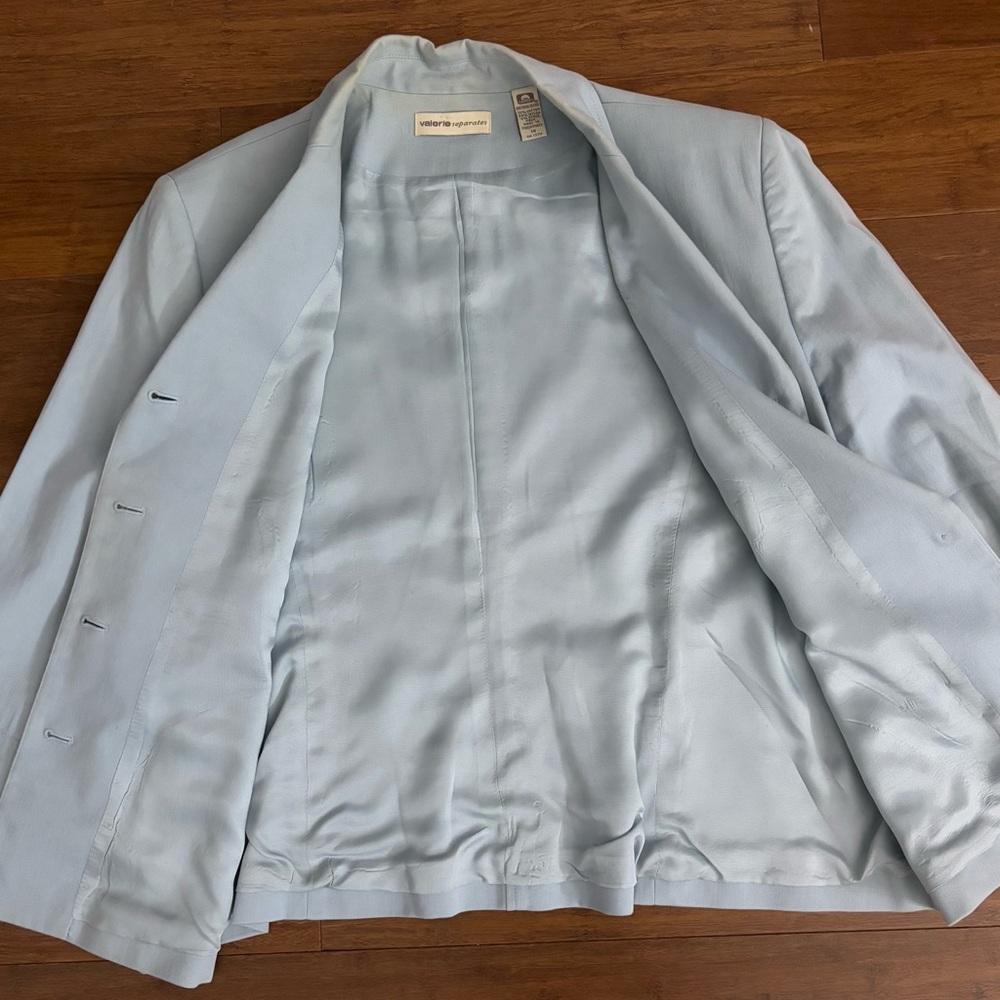 VTG Y2K Valerie Stevens Blue Cotton Blazer Jacket Sz 14 - Picture 7 of 9